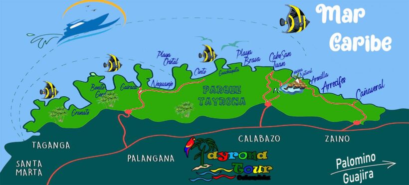 Mapa Tayrona de Tayrona Tour Parque Tayrona